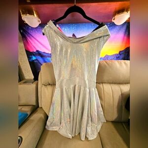 Custom Unworn Sparkly Festival Dress LG hooded with galaxy print inside
